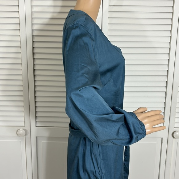 Universal Standard Crossover Collar Dress Teal Sizes 2XS (6 - 8) - Picture 5 of 14